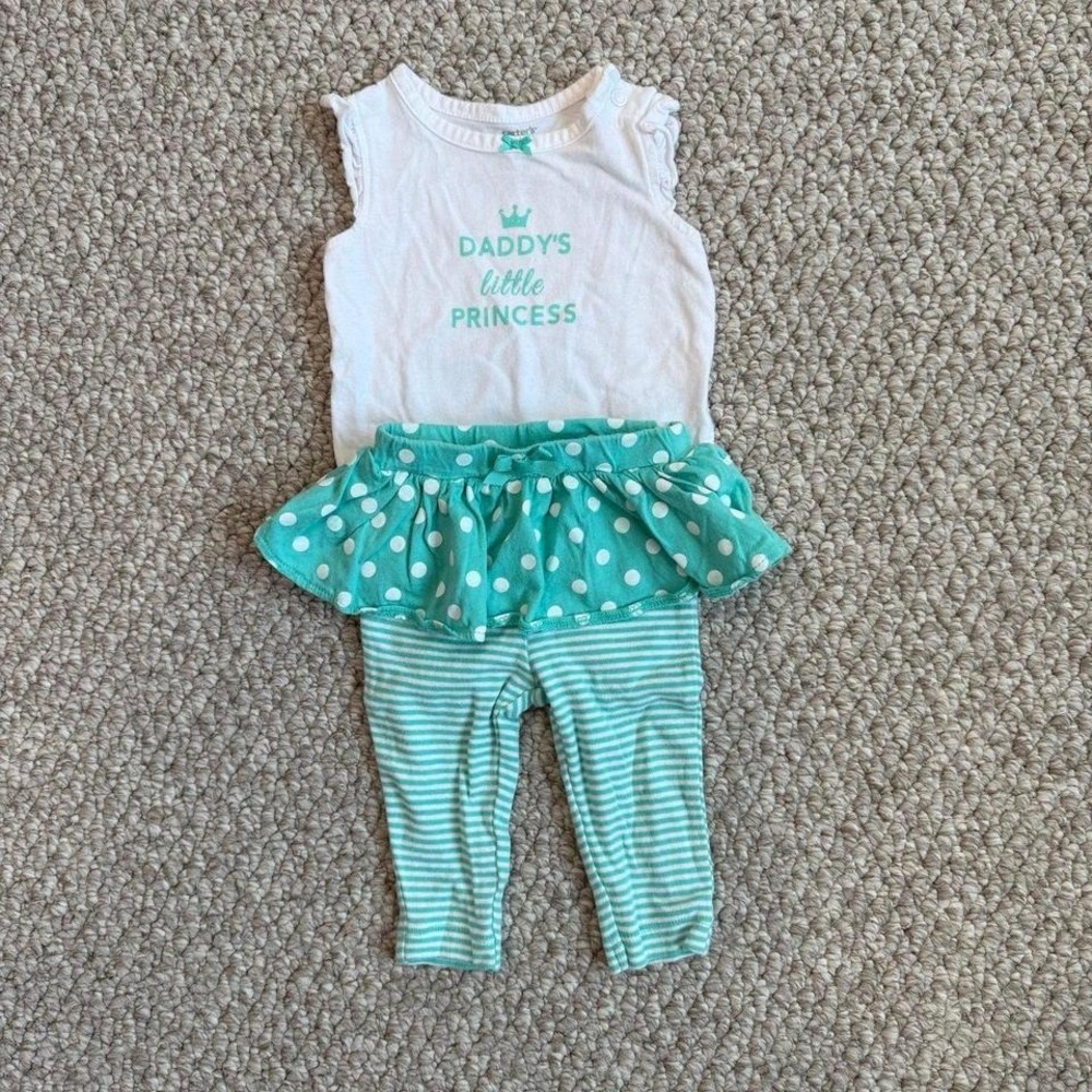Carters Girls Daddys Little Princess Outfit Set Size 3 Months